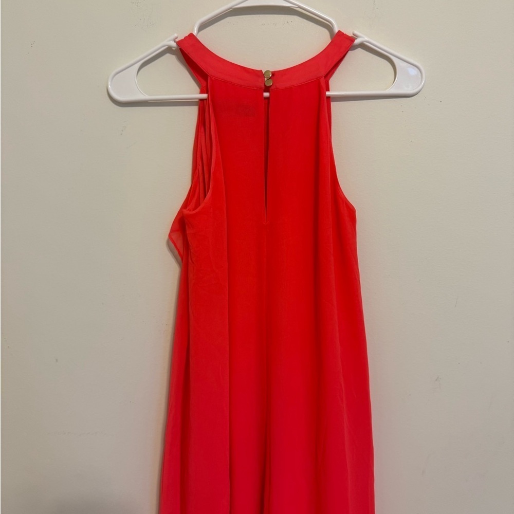 2/$30 Jennifer Lopez - Vibrant Coral Ruffle Maxi High Low Dress - Isla del Sol - Picture 9 of 9